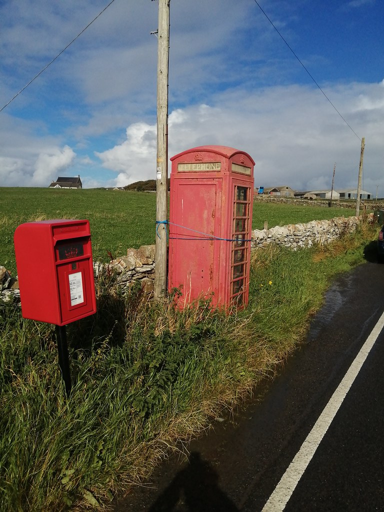 Red Phonebox and Postbox at Twatt