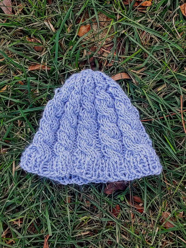 Baby Hat with Staggered Cables