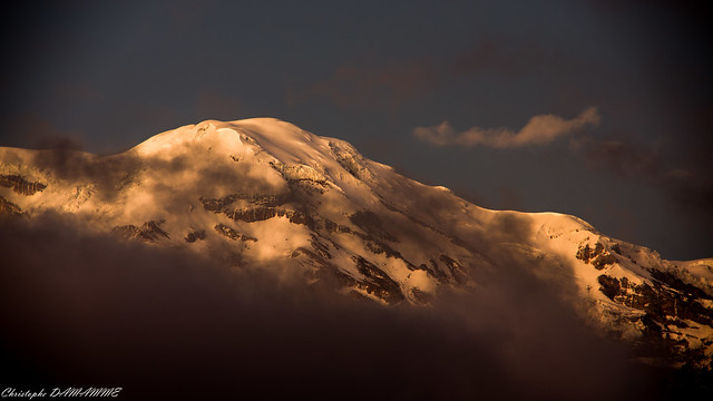 sunset over Chimborazo volcano
