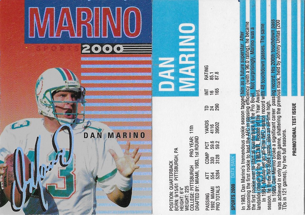 1993 Sports 2000 Data Bank Promo - Marino, Dan (silver foil)