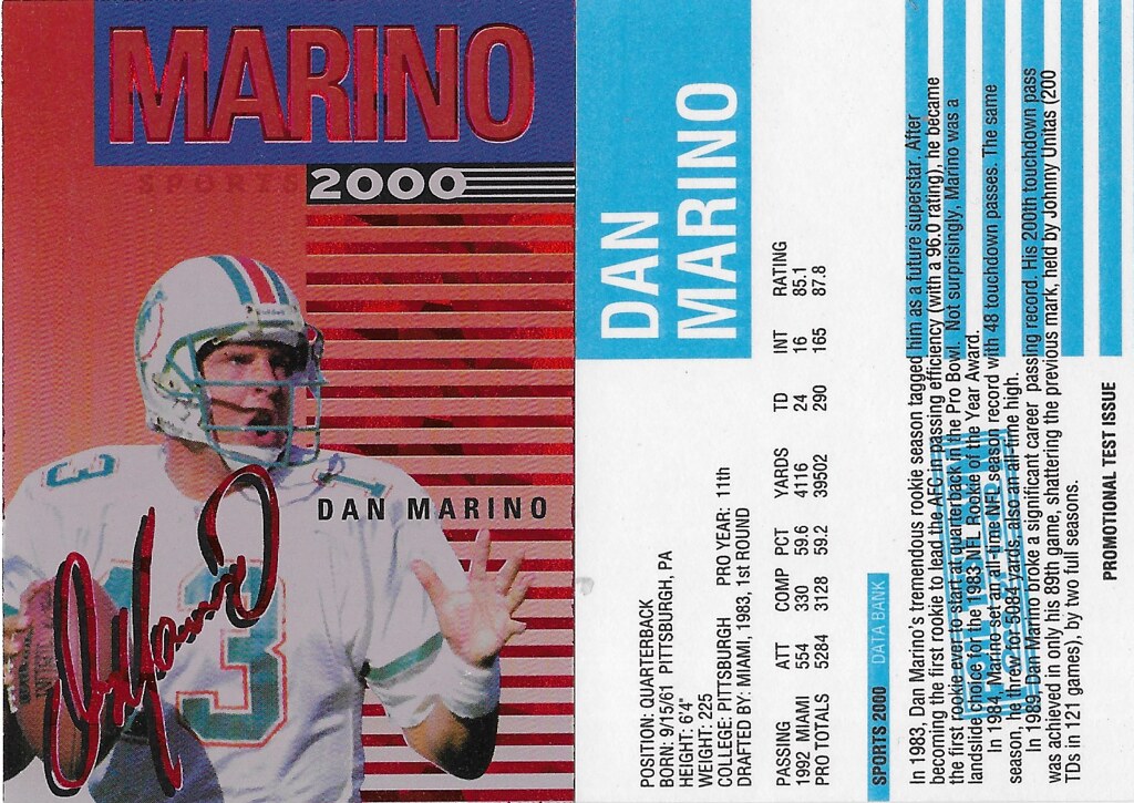 1993 Sports 2000 Data Bank Promo - Marino, Dan (red foil)