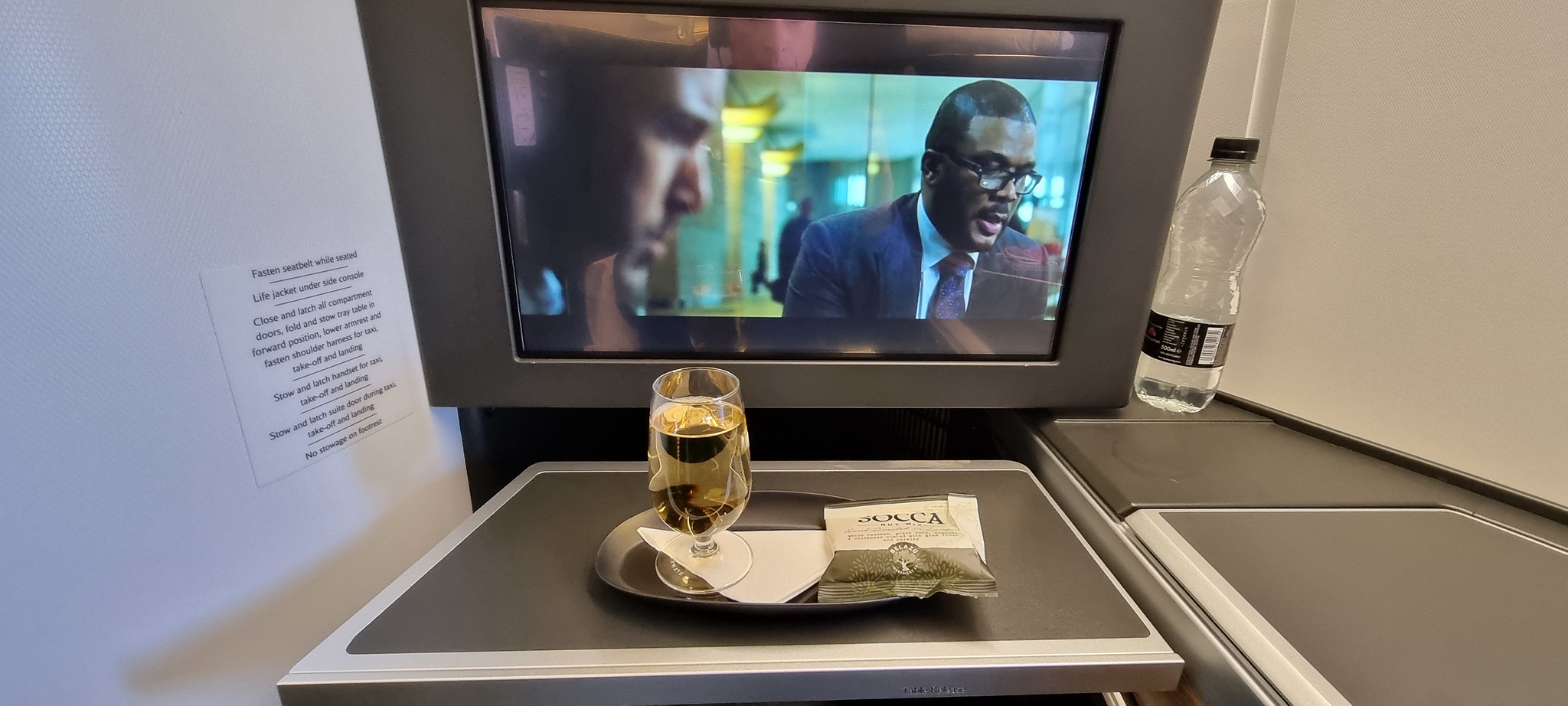 Champagne and nuts on board the BA flight to JFK