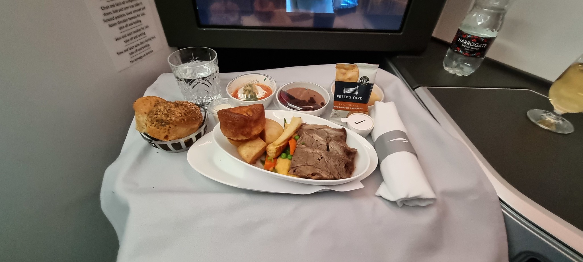 Roast beef served on the BA flight to New York JFKTBC