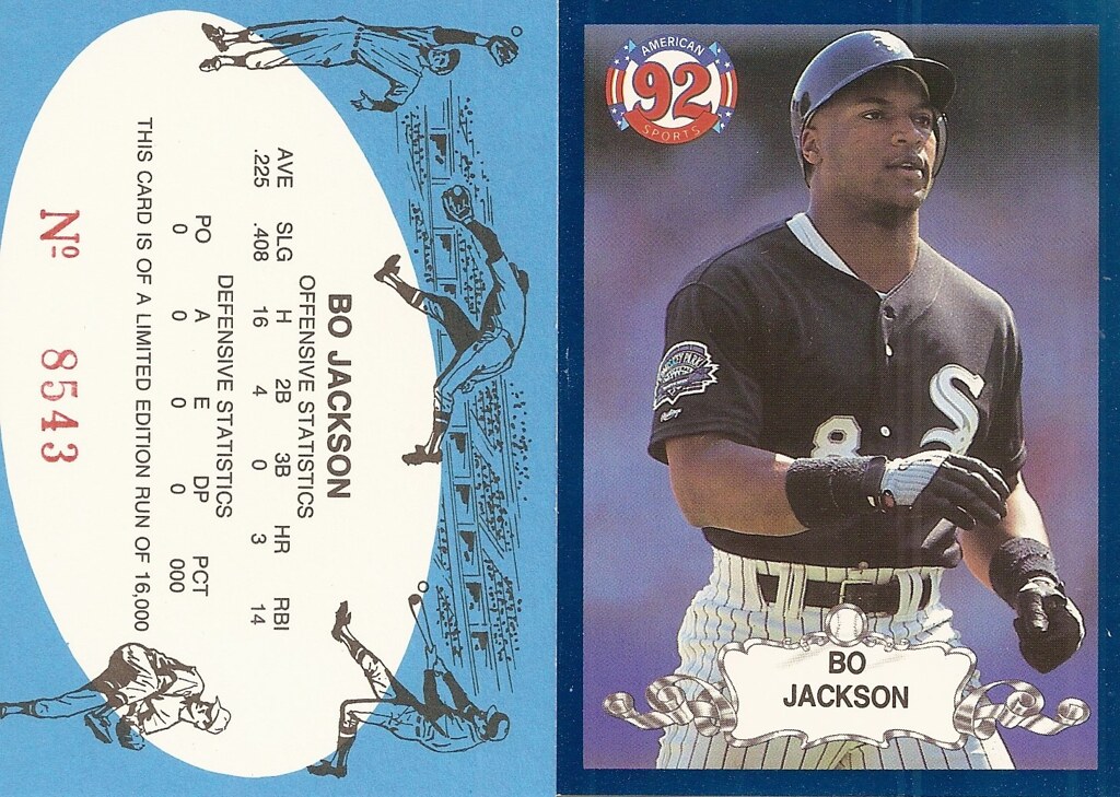 1992 American Sports Monthly Blue - Jackson, Bo (not batting)