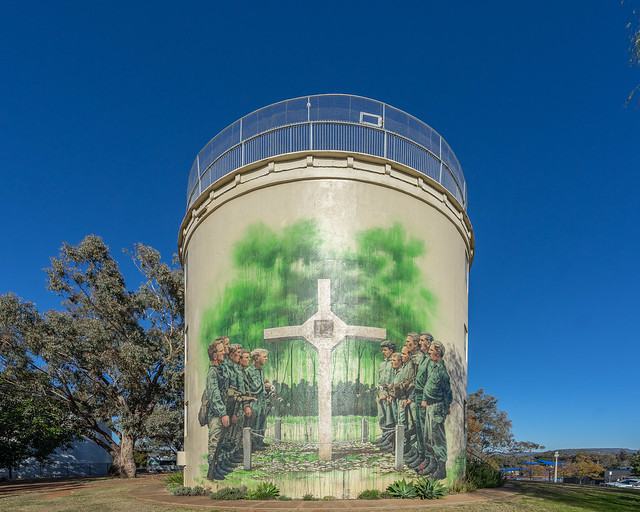 Lest we Forget' Water Tower Art By Jenny McCracken, 2019 Gunnedah, NSW
