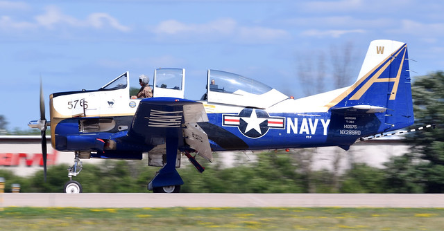 North American T-28 Trojan NX289RD 140576 N289RD Flying in the colours of the US Navy  employed as a counter-insurgency aircraft, primarily during the Vietnam War