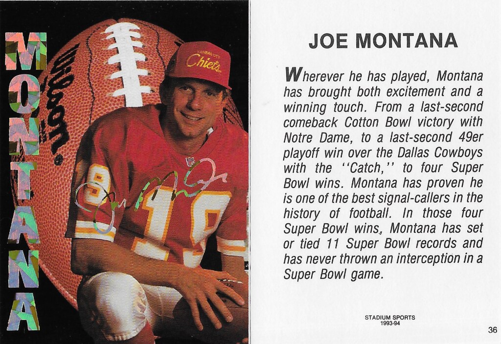 1993-94 Stadium Sports - Montana, Joe 36