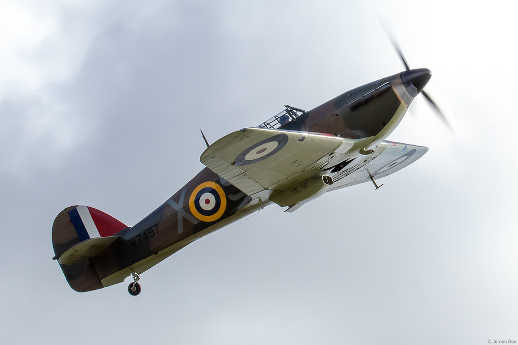 Hawker Hurricane Mk.I V7479, RAF 501 squadron, taking to the skies during the Duxford Flying Finale 2022