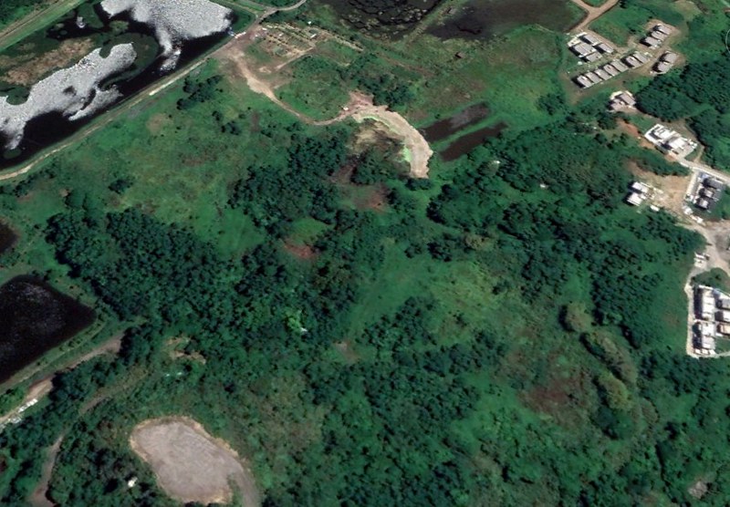 天水圍濕地公園以南、近橫洲配水庫一帶棕地去年7月衛星圖