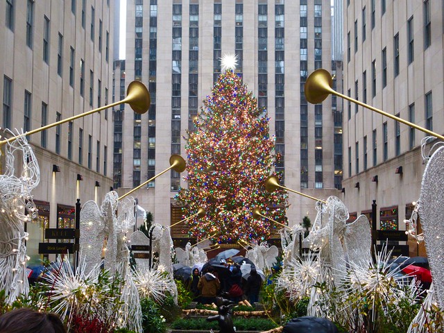 2022 Christmas Tree Rainy Day Lit Up Rockefeller Center 8464A