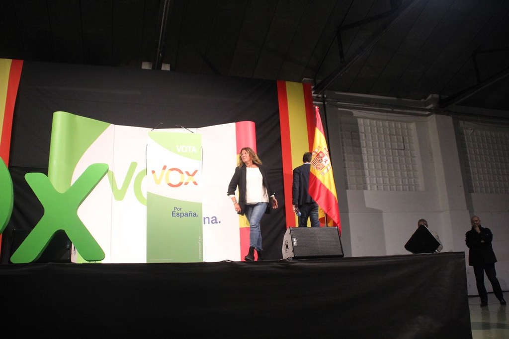 FOTOGRAFÍA. TARRASA (BARCELONA) ESPAÑA, 25.04.2019. Acto central de campaña electoral de VOX en Tarrasa. Ñ Pueblo (24)
