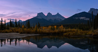 Three Sister Reflected in Policeman’s Creek – Canmore, Alberta