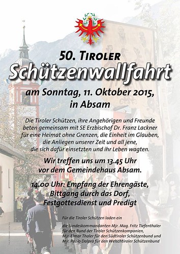 50. Tiroler Schützenwallfahrt in Absam 2015