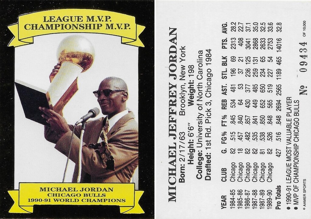 1990-94 Broder Singles - Aamer Sports League MVP Championship MVP - Jordan, Michael