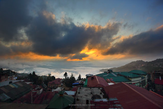 Sundown over Himalayan town