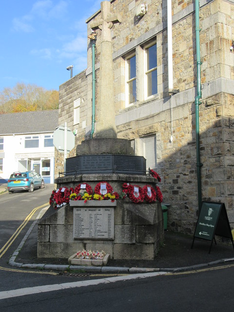 Cross incorporated in war - memorial, about 2 metres from south-west corner of Town Hall GV II
