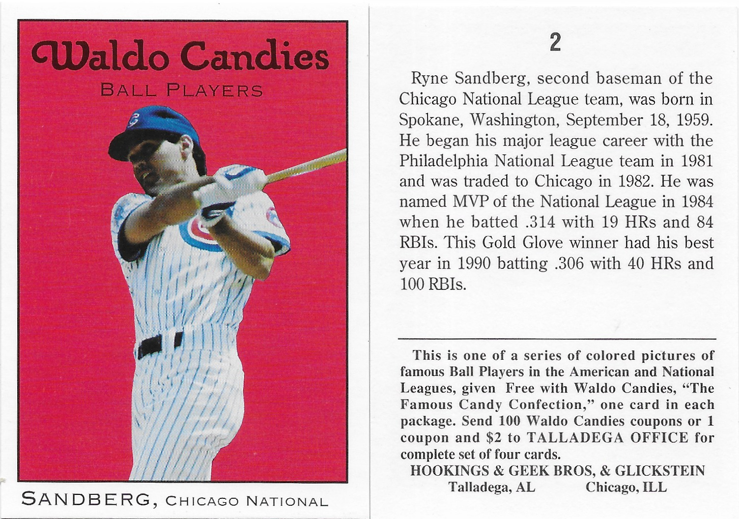 1991 Waldo Candies - Sandberg, Ryne