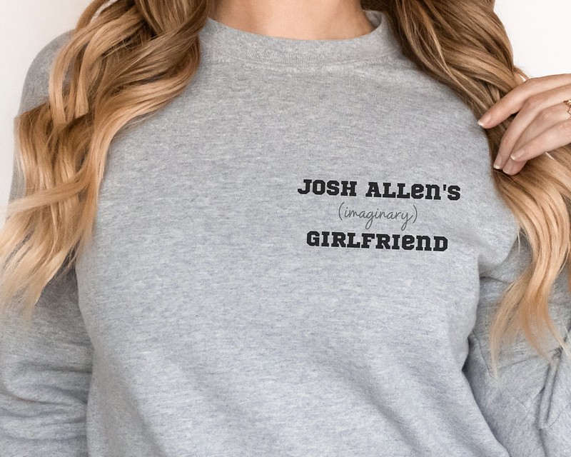 Josh Allen's Imaginary Girlfriend sweatshirt - grey crewneck with black text