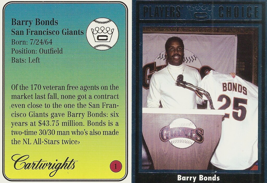 1993 Cartwrights Magazine Insert Players Choice Blue - Bonds, Barry