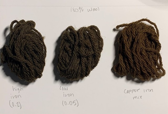 three bundles of brown yarn