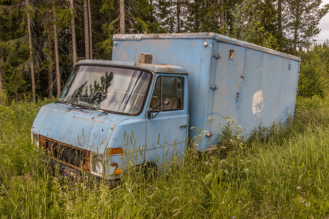 Retired rusty Hanomag F66 truck from the 60s