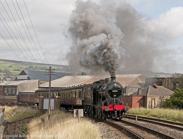 LMS 0-6-0 Class 4F No 43924 departs from Keighley Station (Keighley & Worth Valley Railway) with a local stopping passenger working for Oxenhope on 21st September 2011 (Copyright Robin Stewart-Smith - All Righrs Reserved)