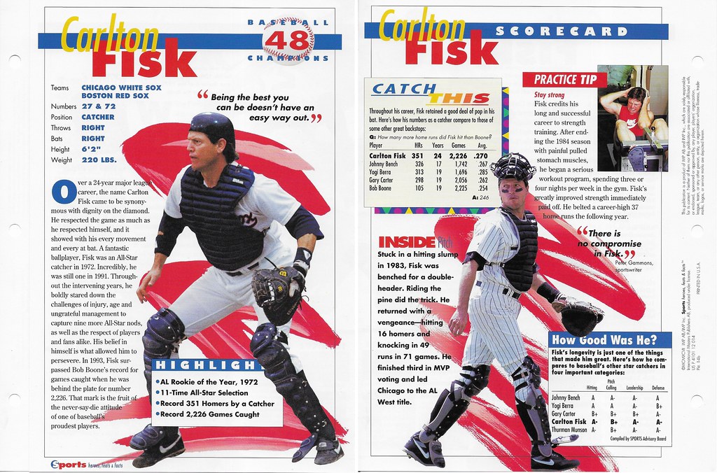 1997 Sports Heroes Feats & Facts - Baseball Champion - Fisk, Carlton 14b