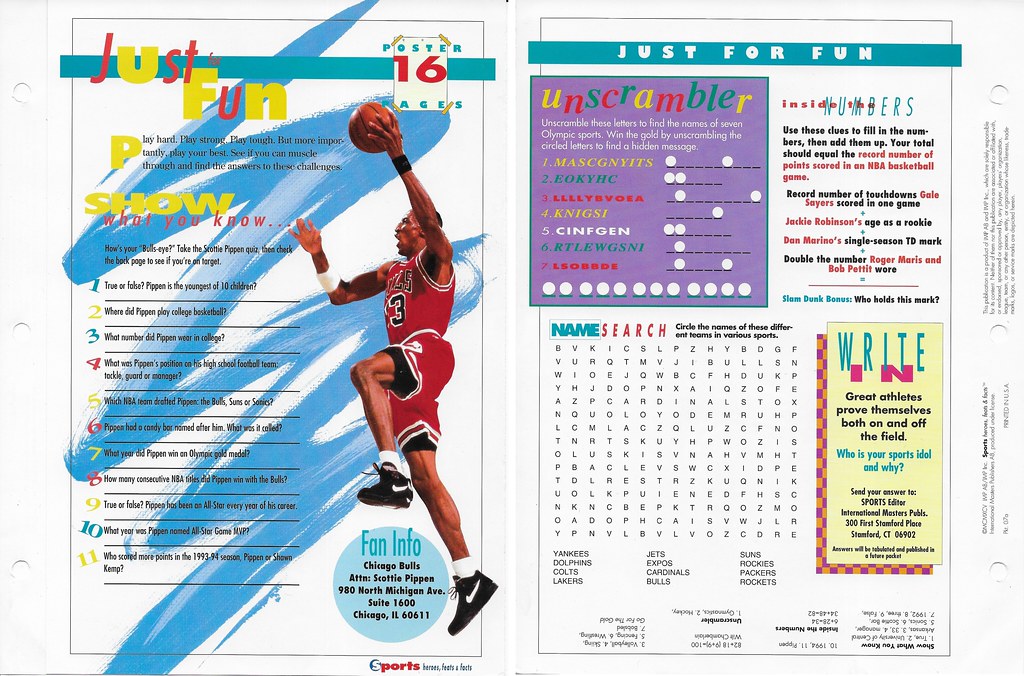 1995 Sports Heroes Feats & Facts - Poster Pages - Pippen, Scottie 07a
