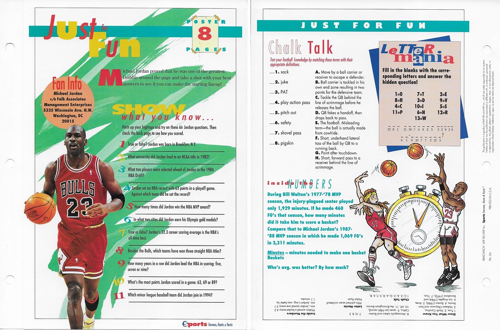 1994 Sports Heroes Feats & Facts - Poster Pages - Jordan, Michael 04