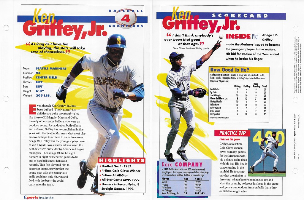 1994 Sports Heroes Feats & Facts - Baseball Champion - Griffey Jr, Ken 02