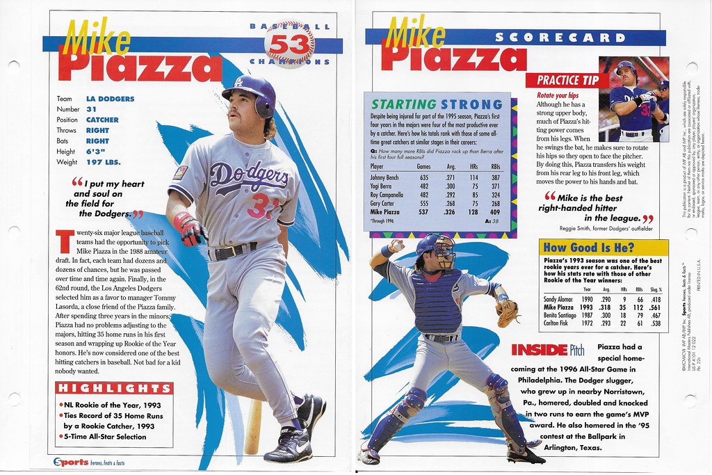 1997 Sports Heroes Feats & Facts - Baseball Champion - Piazza, Mike 22c
