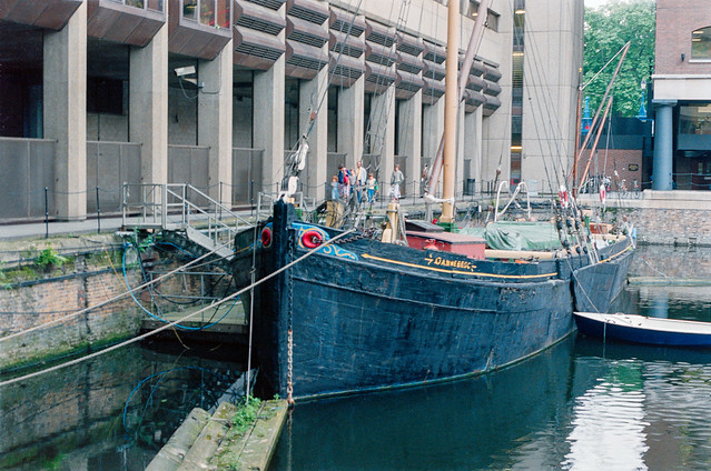 Dannebrog, Thames Sailing Barge, St Katherine's Dock, Tower Hamlets, 1987, 7/87, 90e04-71