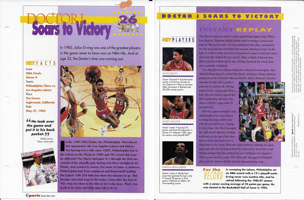1996 Sports Heroes Feats Greatest Moments - Erving, Julius 36b