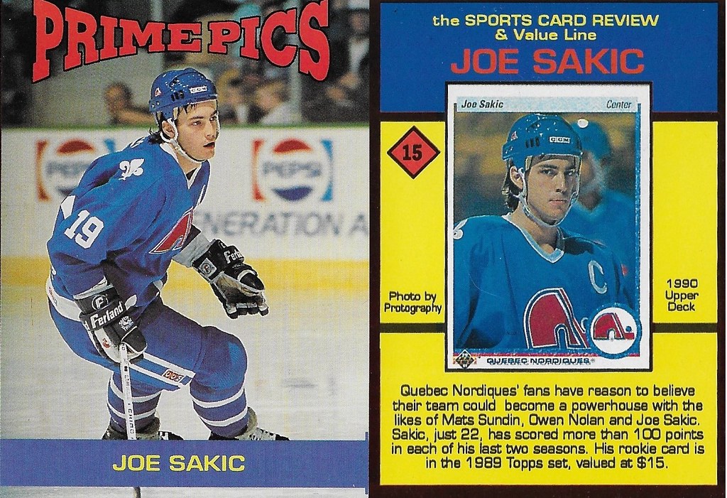 1992 Sports Card Review Prime Pics Magazine Insert - Sakic, Joe