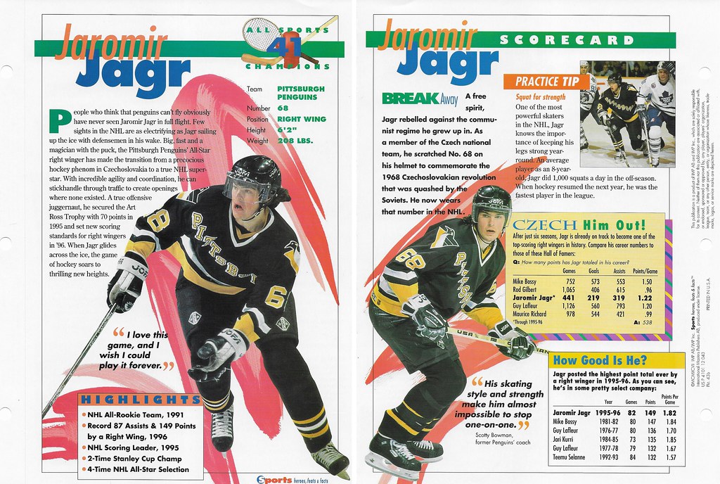 1997 Sports Heroes Feats & Facts - All-Sports Champions - Jagr, Jaromir 43b