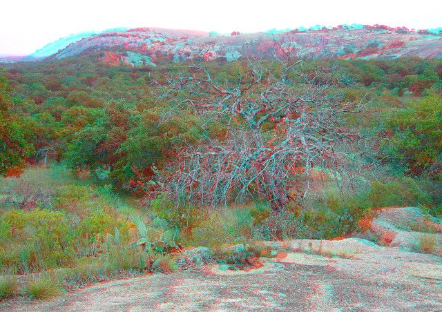 ENCHANTED ROCK TEXAS ON AN OVERCAST DAY 3D RED CYAN ANAGLYP