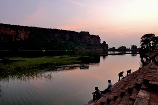 Silhouettes at Badami Agasthya Lake (Karnataka), India