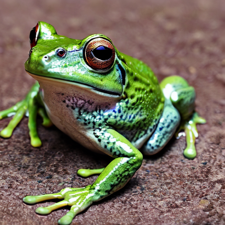 'a frog hyperrealistic and photorealistic' Stable Diffusion v2.1