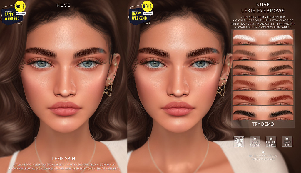 Lexie Skin/Eyebrows/Lip Tint – Catwa HDPRO/Lelutka Evo Classic/Lelutka Evo X/AK ADVX