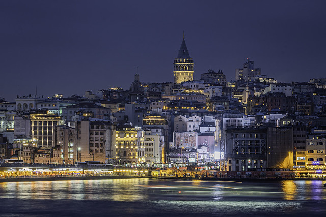 Galata Bridge, Galata Tower at night | Istanbul, Turkey