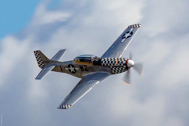 North American TF-51D Mustang 'Contrary Mary' USAAF, 84th Fighter Squadron, 78th Fighter Group, 8th Air Force, roaming the same Duxford skies in 2022 as the original P-51 piloted by Lt Col Roy B Caviness did in 1945