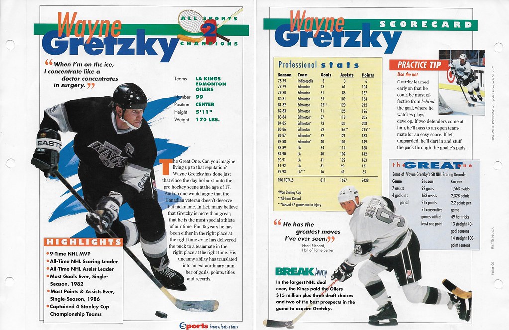 1993 Sports Heroes Feats Packet 00 Sample - Gretzky, Wayne