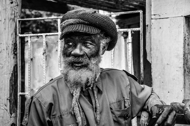 Rasta Man, at his shack on a rural Jamaica road