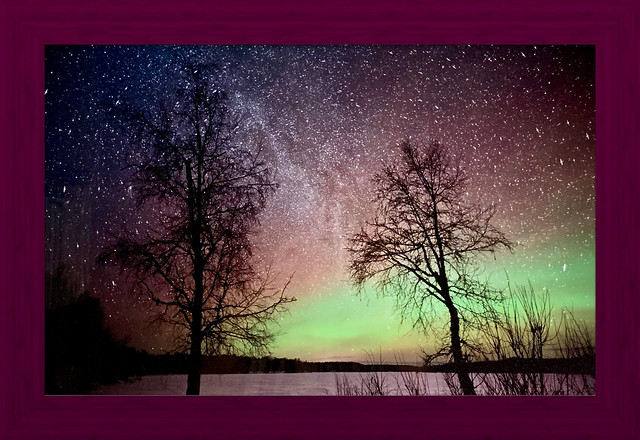 “Colorful Winter Night” by Aurora Dora in Talkeetna, Alaska.