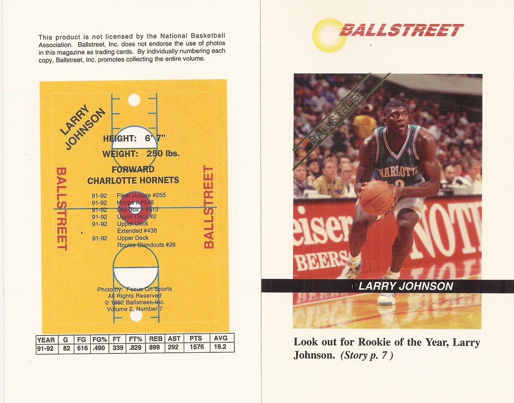 1992 Ballstreet Magazine Insert Oversize - Johnson, Larry (Vol 2 No.7)