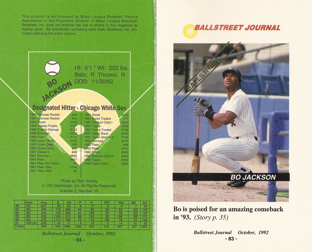 1992 Ballstreet Magazine Insert Oversize - Jackson, Bo (Vol 2 No.10)