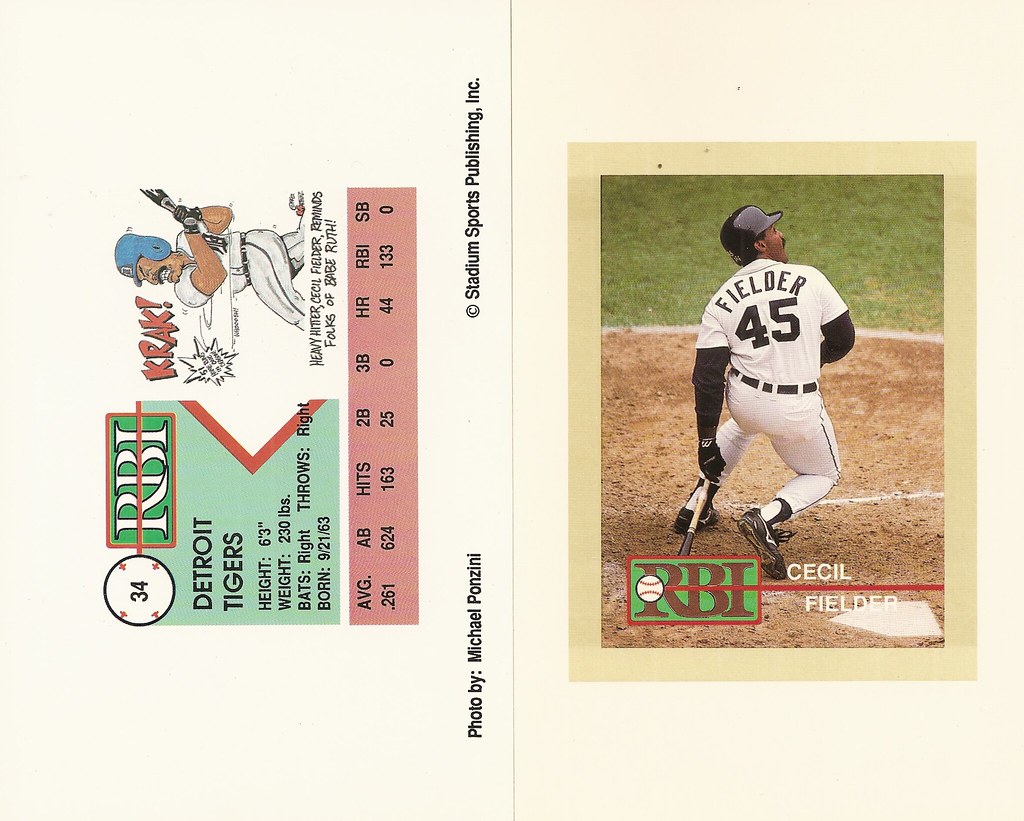 1992 RBI Magazine Insert Oversize - Fielder, Cecil