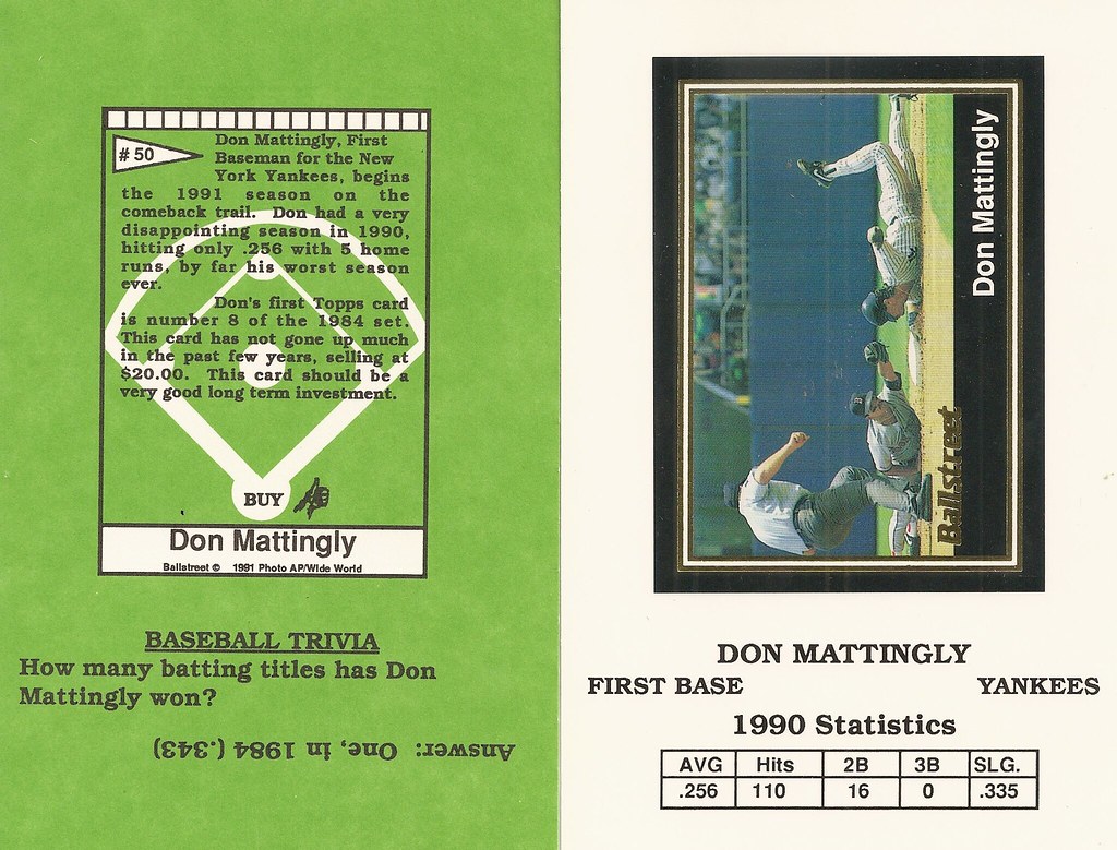 1991 Ballstreet Magazine Insert Oversize - Mattingly, Don (Vol 1 No 5)