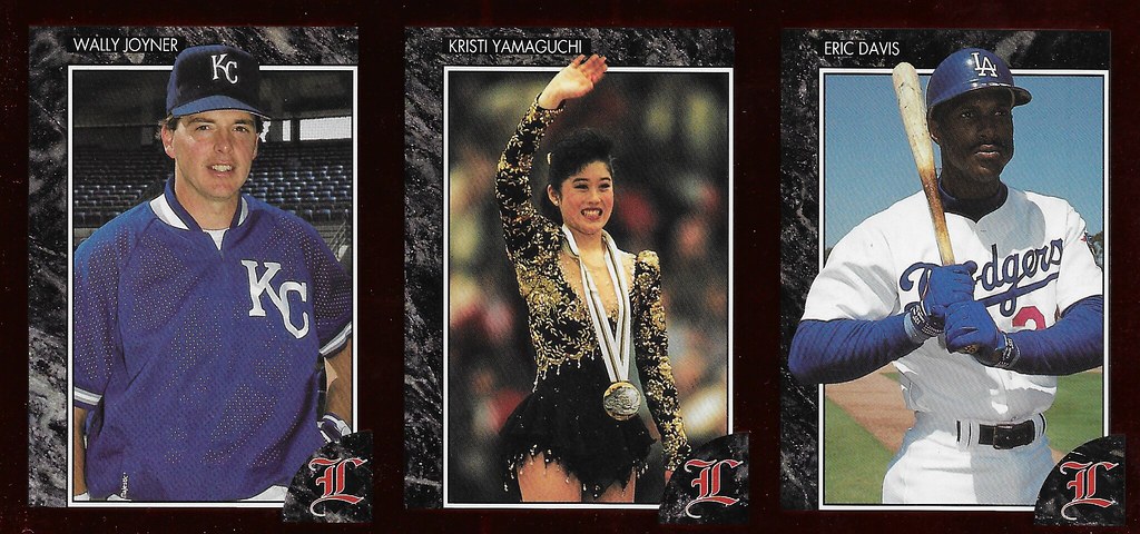 1992 Legends Magazine Insert Strip of 3 (Wally Joyner, Kristi Yamaguchi, Eric Davis)