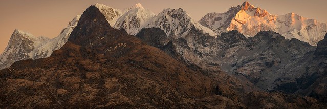 Awesome landscape at daybreak - Kanchenjunga Himalayas from Dzongri Top, Sikkim, India